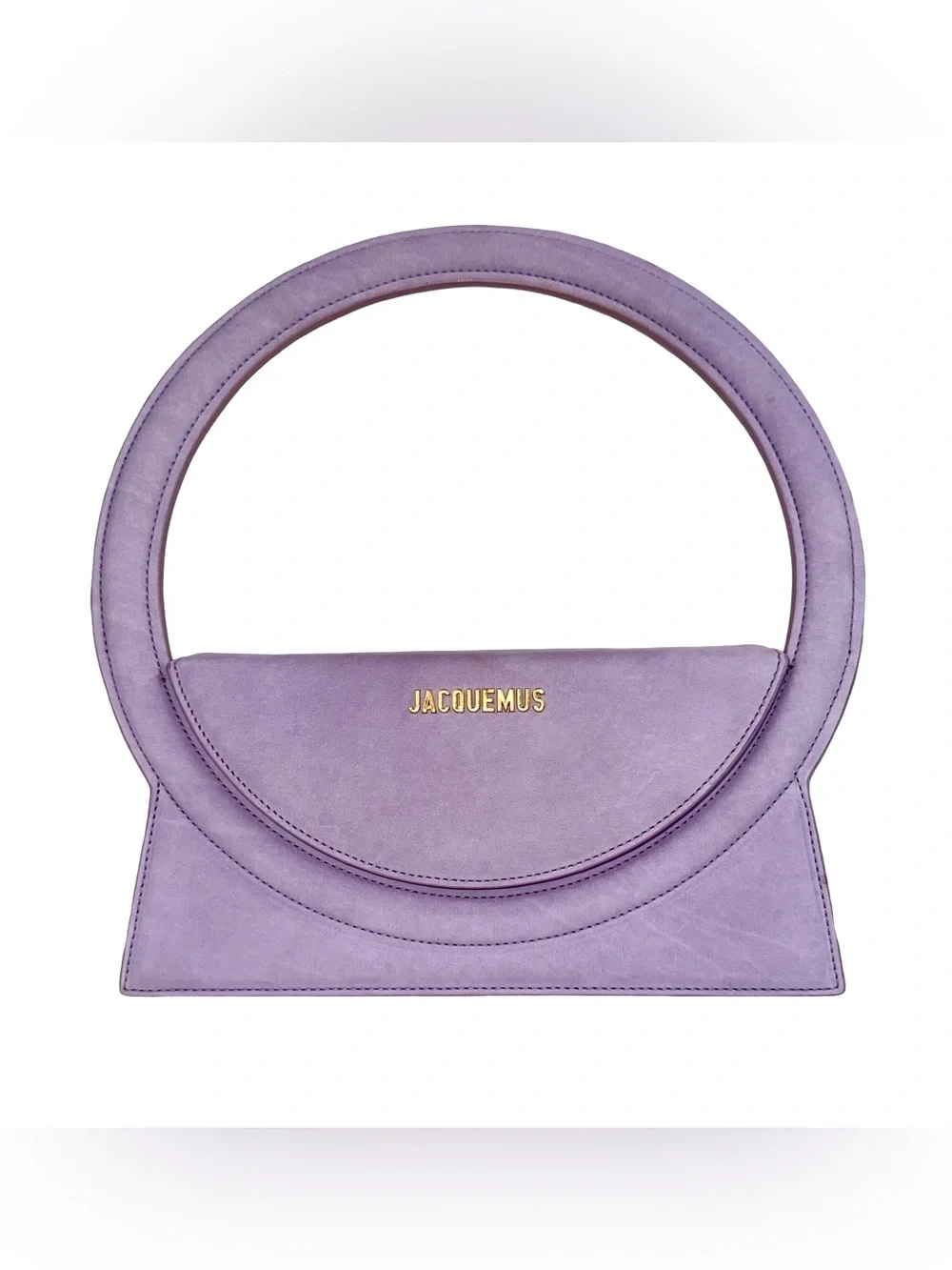 JACQUEMUS “LE SAC ROND” HANDBAG IN LAVENDER SUEDE - Picture 1 of 10